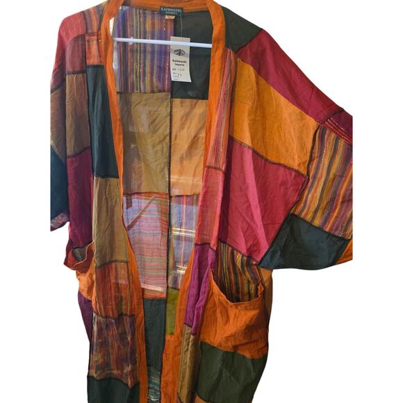 Kathmandu Imports Duster Cardigan OS Womens Short Sleeve Patchwork Lagan Look - Picture 3 of 5